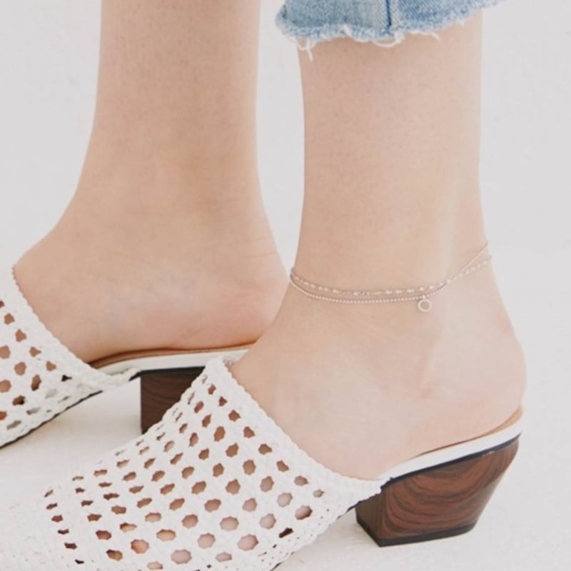 

LOVE ME MONSTER [Surgical] Mini Ring drop Ball Chain Anklet M_23cm