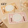 Korean Style Table Mat Rectangular Plaid Placemat, Heat Resistant Non-Slip Colorful Dining Cute Tableware Placemats Patterns, Artificial Leather