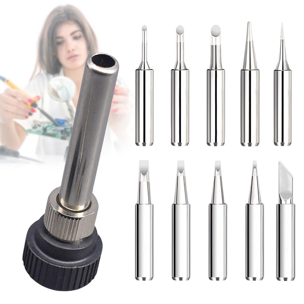 11 Pcs Soldering Iron Tips with Welding Sleeve 900M Lead-Free Replaceable Soldering Tip Welding Tips Head Welding Station Tools