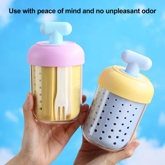 Portable Overnight Oats & Salad Jar with Built-In Fork 500ml Microwave-Safe Breakfast Bowl with Lid BPA-Free Fruit Cup for Meal Prep Travel