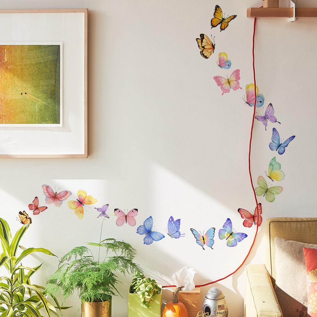 Watercolor Butterfly Wall Sticker Living Room Bedroom Background Decor Wallpaper For Home Decoration Self-adhesive DIY Decals