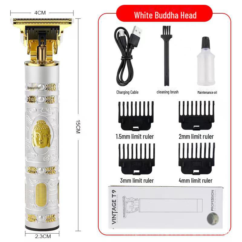 Buddha Kopf T9 Retro Elektrischer Haarschneider mit Schnitzmesser
