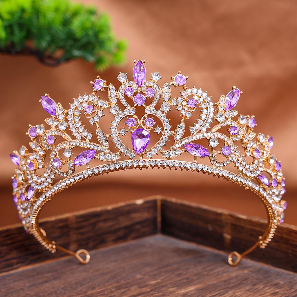 European and American Bride Baroque Crown Headwear Rhinestone Princess Crown Hair Accessories Wedding Dress Headband Accessories