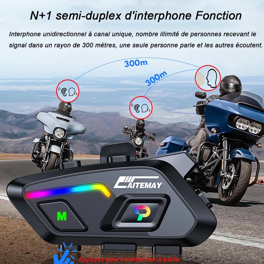 Motorcycle Helmet Bluetooth Headset10 Rider Half-duplex Intercom Distance 300 Meters BT5.3 Waterproof IPX7 with Ambient light
