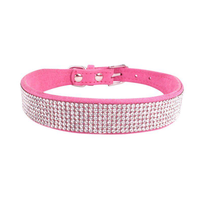Bling Diamante Rhinestone PU Leather Cat Dog Collars Pink for Small