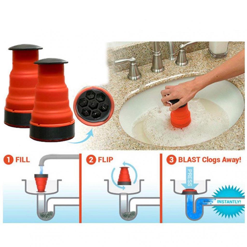 bath or shower Drain cleaner with powerful drain plunger and 2 different suction cups com-four® Drain cleaning pump for toilet bath or shower Drain cleaner with powerful drain plunger and 2 different suction cups com-four® Drain cleaning pump for toilet