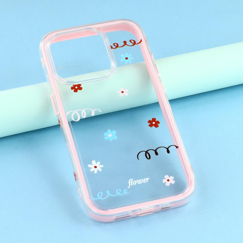 For iPhone 15 Pro Case Sunflower Series TPU+Acrylic Clear Phone Back Cover