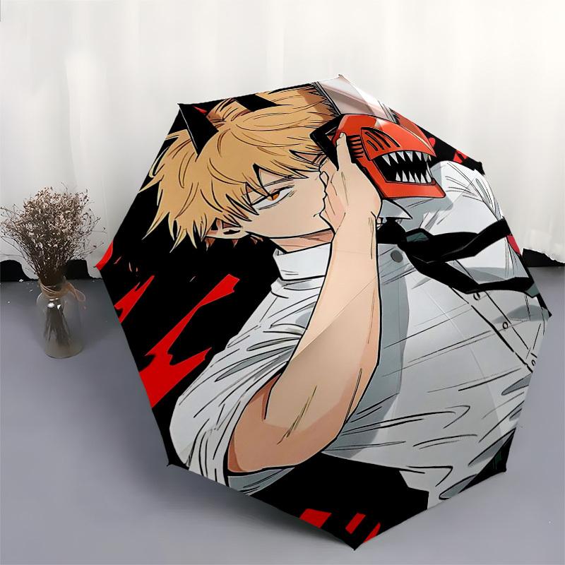 1pc Bakugo Katsuki Outdoor Umbrella - Automatic Opening/Closing, Portable 3-Fold Design with 8-Rib Iron Frame - Perfect Gift for Fans, Travelers, Dail
