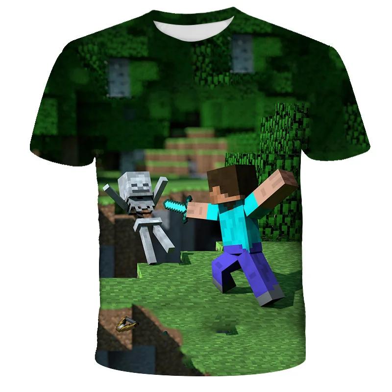 Boys T Shirt Minecraft 3D Printed Casual Summer Cute Boys Girls Building Blocks Cartoon T-shirt Popular Tops Inside Outside Mc