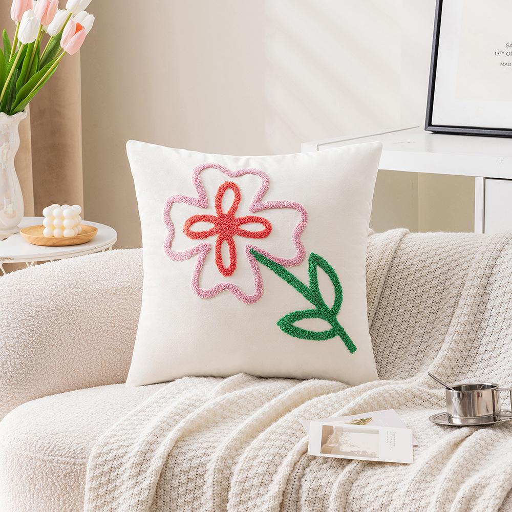 Girls Ins Style Pillow Case Velvet Ruffled Pillow Living Room Sofa Cushion Spring Simple Decoration Pillow