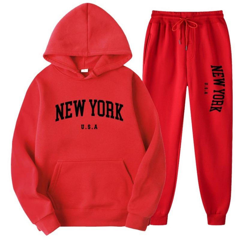 Unisex Casual Loose-Fit Hoodie Set with Letter Print Design