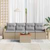Garden Sofa Set 5 Pcs Beige and Light Grey Poly Rattan