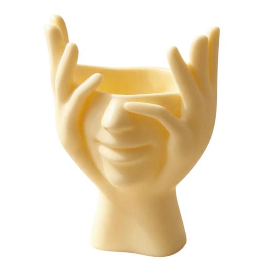 Contemporary Desk Accessory for Friends 3D Printed Face Vase, Face-Holding Pen Holder Art Decor, Creative Makeup Brush Modern Minimalist Home
