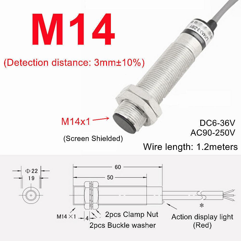 Black Proximity Switch Inductive Proximity Sensor Detection Switch NPN/PNP DC 6-36V Approach Sensor 4mm 6mm M5 M10 14 M16 M20 22