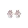 High-End Flower Stud Earrings, Light Luxury Super Fairy Exquisite Pearl Earrings, Fashionable Oil-Dripping Petal Earrings.