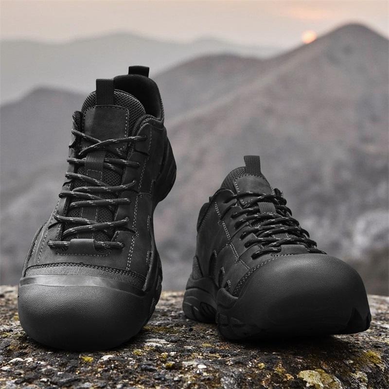 Mode Echtes Leder Herren Freizeitschuhe Outdoor Handgefertigt Wanderschuhe Mode Herren Trekkingschuhe Rutschfeste Sneaker Reise-Trainer
