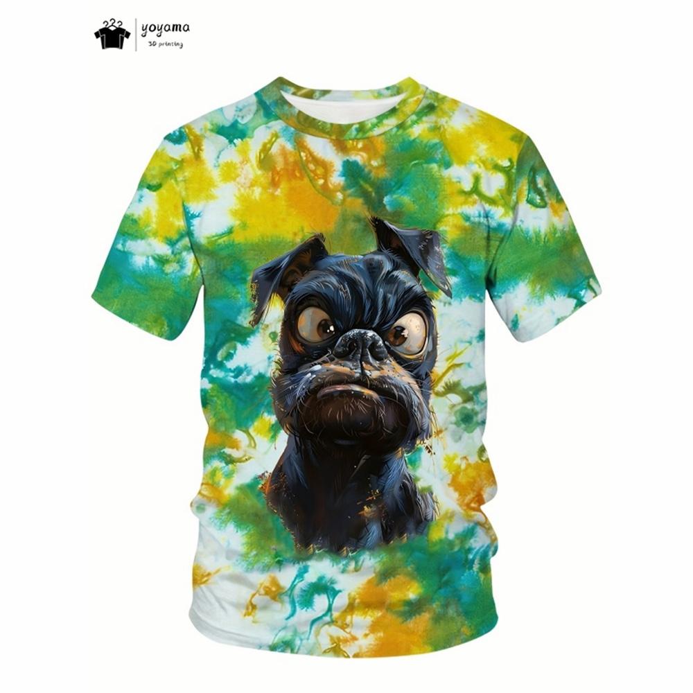 

Летний топ с круглым вырезом и 3D забавным принтом животных, модная повседневная мужская футболка с коротким рукавом XS