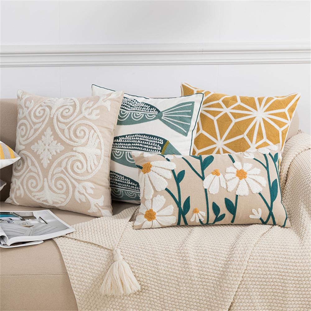 Embroidery Decorative Pillowcase Nordic Homestay Style Cushion Cover Home Living Room Sofa Geometric Pillow Cover Funda Cojin