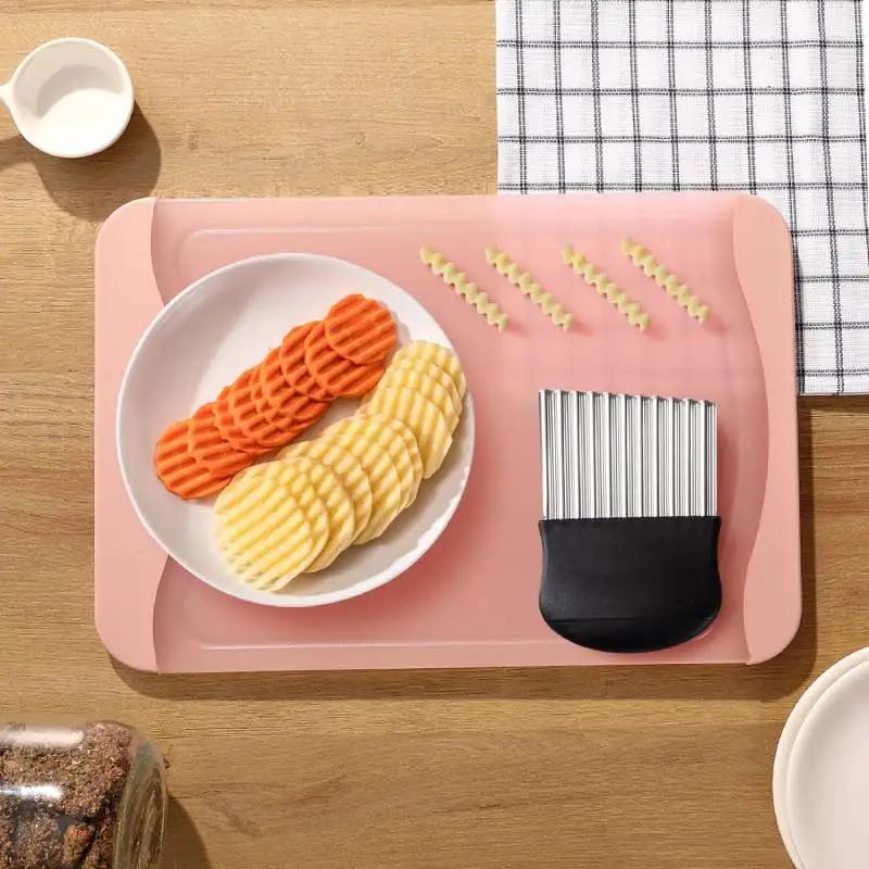 Crinkle Cutter Blade Waffle Fry Cutter Stainless Steel Vegetable Potato Wavy Chopper Knife French Fry Slicer for Carrot Onion