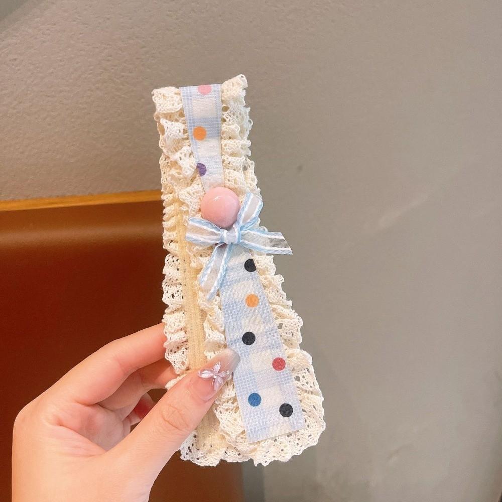 Lace Bangs Patches Wide-edged Broken Hair Headband Sweet Girls Headband Hair Accessories Pink Ball Blue Bow