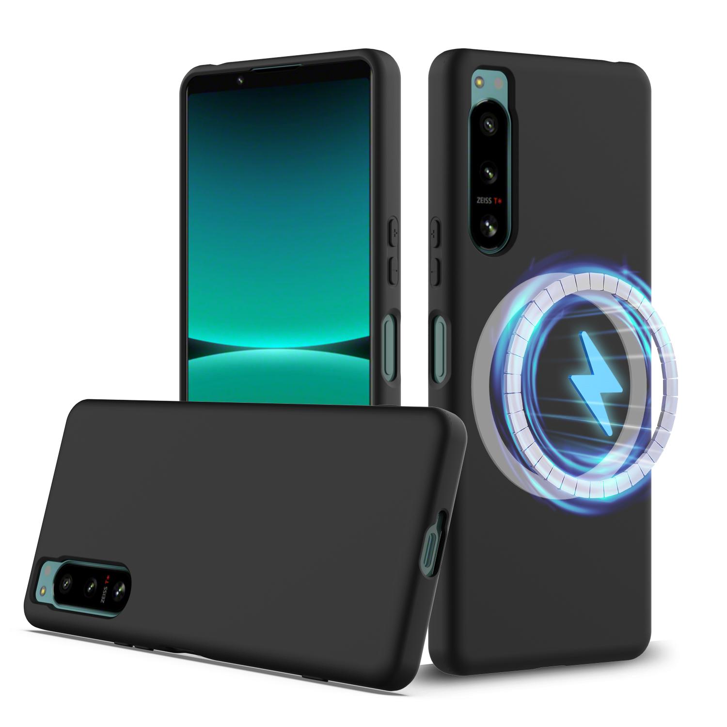 

Для Sony Xperia 5 IV 5G Чехол из жидкого силикона со шнурком Совместимый с MagSafe Чехол для телефона Black