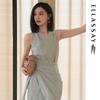 ELLASSAY Women's Elegant Pleated Striped Midi Dress EWB362Y05500