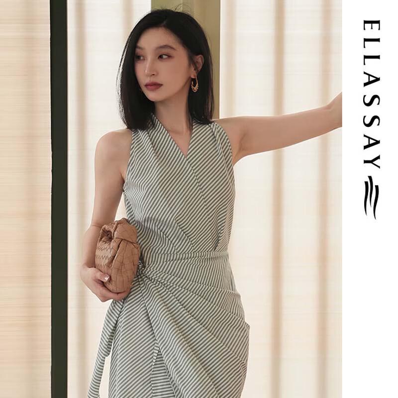 ELLASSAY Women's Elegant Pleated Striped Midi Dress EWB362Y05500