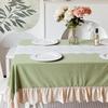 100% Cotton Table Cloth with Decorative Ruffle Edge Luxurious Soft Washable Tablecloth Rectangular for Kitchen Dining Wedding