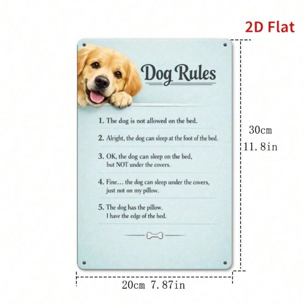 Vintage Dog Rulebook Metal Sign Waterproof Tin Plaque Wall Art Home Cafe Decor