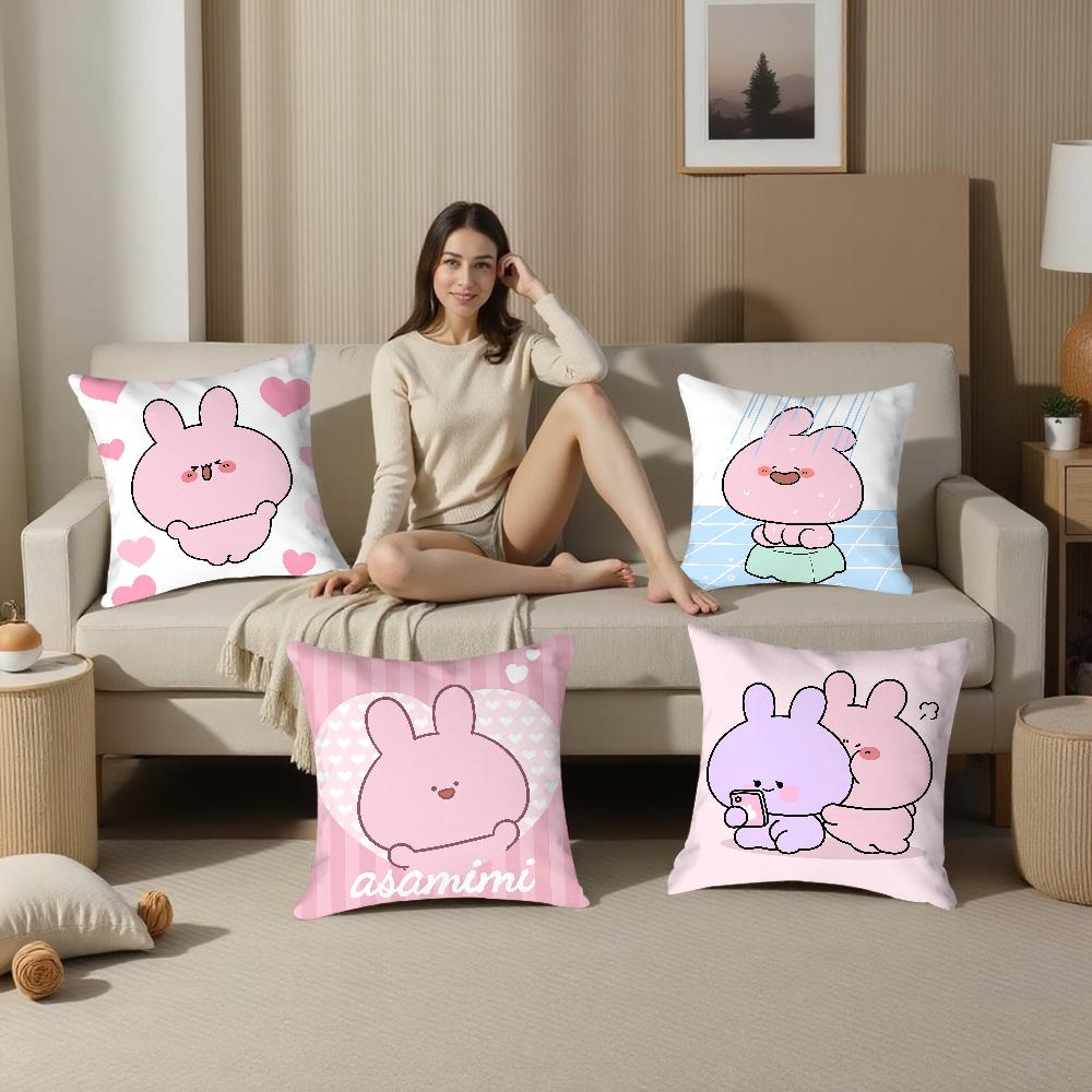 Asamimichaan Asleep Cute Asamimi Pillow Case Plush Fabric Soft Pillowcase Double Sided Print Cushion Cover Throw Pillow Cover