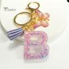 Letter A-Z Key Holder Purple Series Keychain Pendant, Sequins Star Initial Charm Chain with Butterfly Tassel Design, for Bag Purse Backpack Non-fading