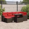 VidaXL Garden Lounge Set with Cushions 7pcs Brown Wicker Acacia, Outdoor Sofa Set, Garden Furniture 3326355