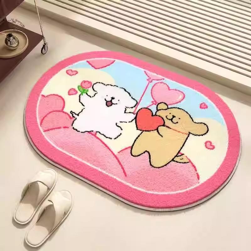 

Мультяшные линии щенок имитация кашемира коврик для пола бытовой туалет ванная комната водопоглощающий нескользящий коврик для ног ковер для двери туалета 40X60cm 15.7X23.6in