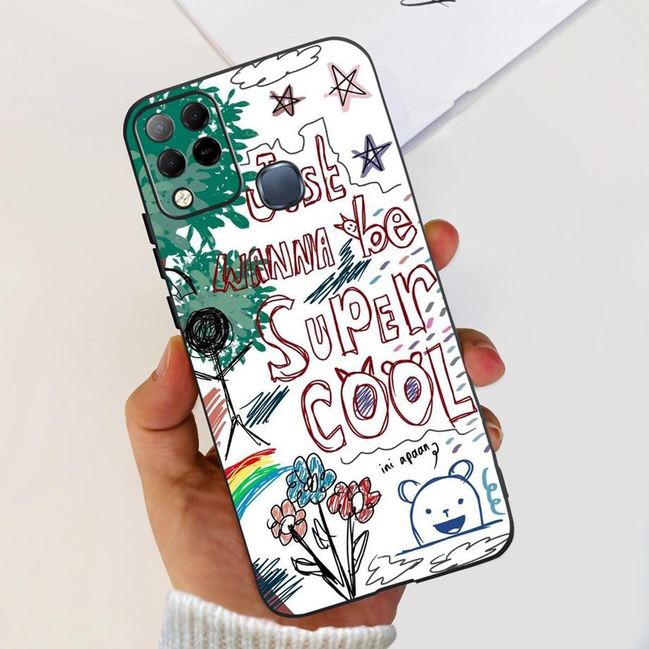 For Infinix Hot 11 G37 4G Case Cover Soft TPU Black Silicone Funda for Infinix Hot11 G37 Infinix X689F Fashion Pattern Bumper