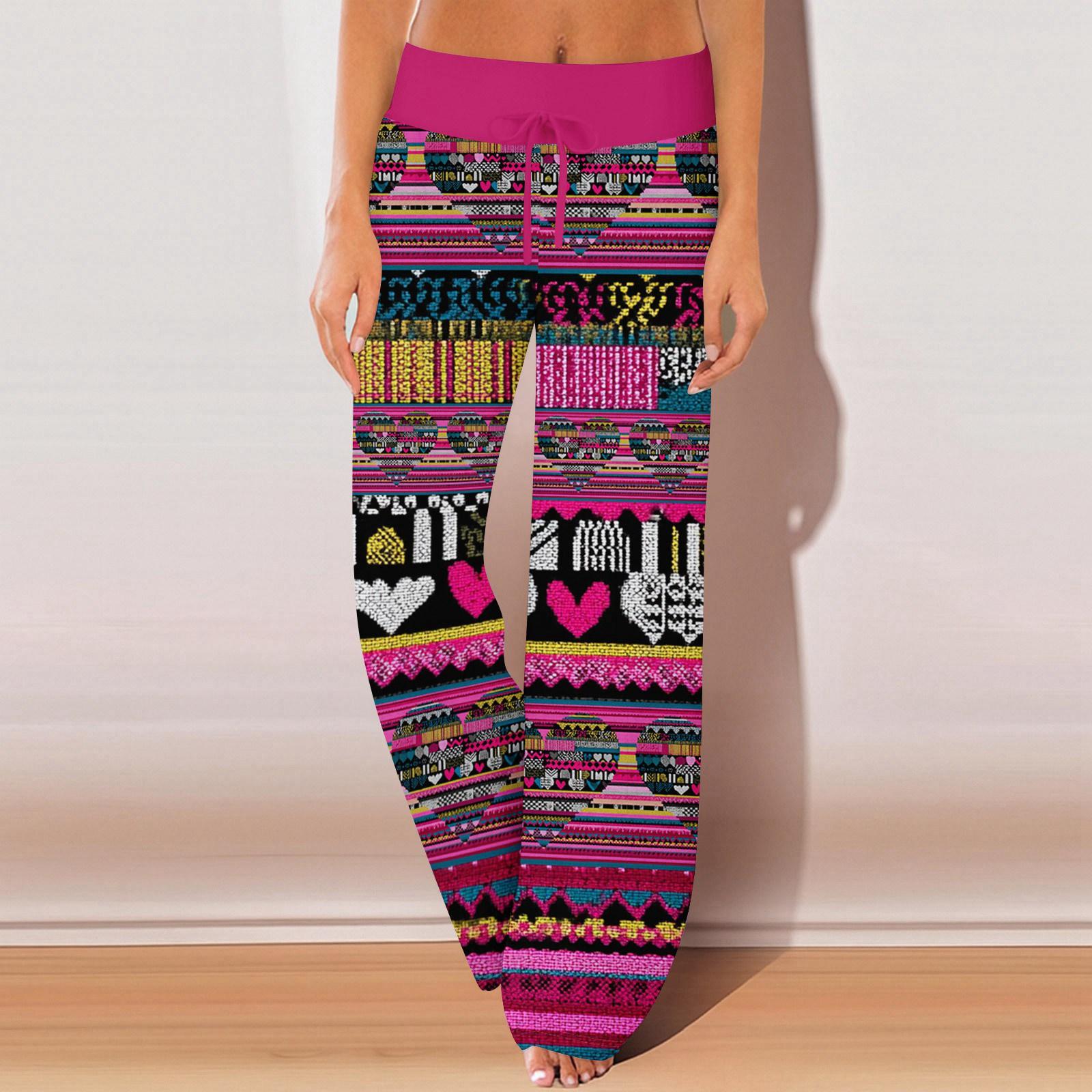 

Womens Pajama Pants Sleepwear Casual Drawstring Elastic Waist Pants Comfy Straight Yoga Loose Trousers XXL винный