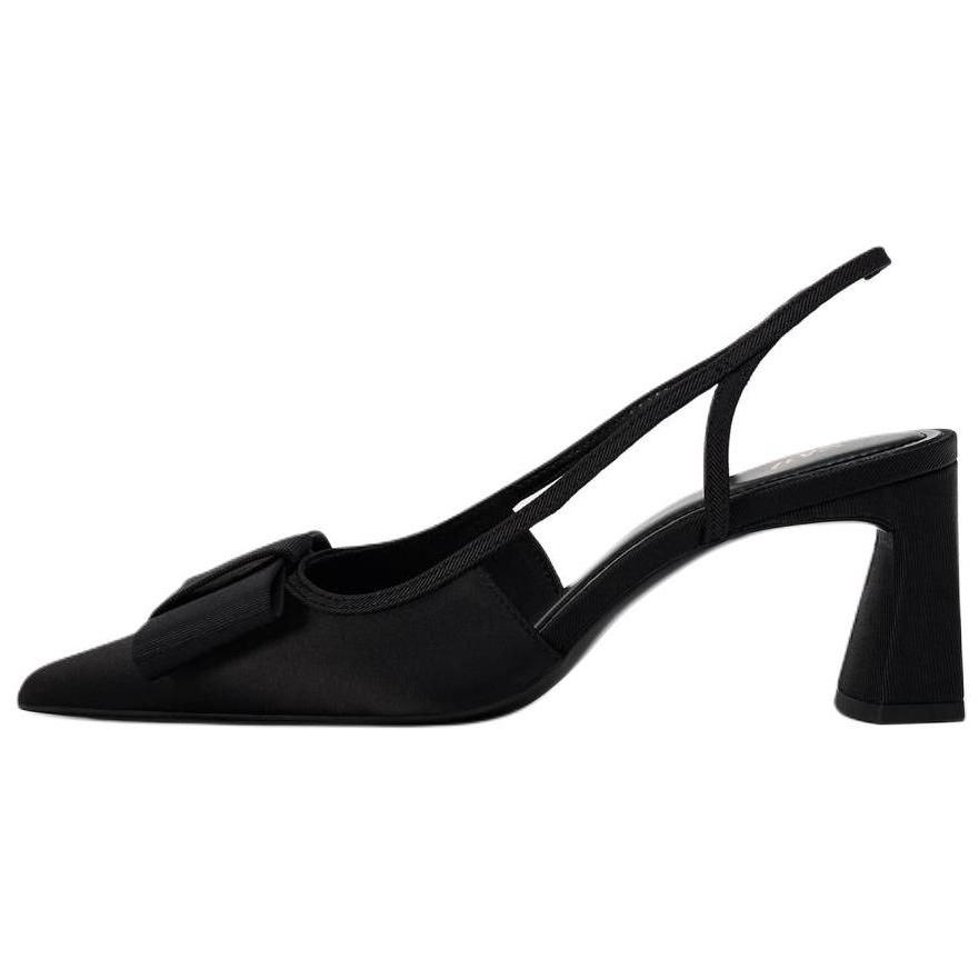 

Zara Повседневные туфли-лодочки с бантом, открытой спиной и массивным каблуком для женщин, черные 12210410 35