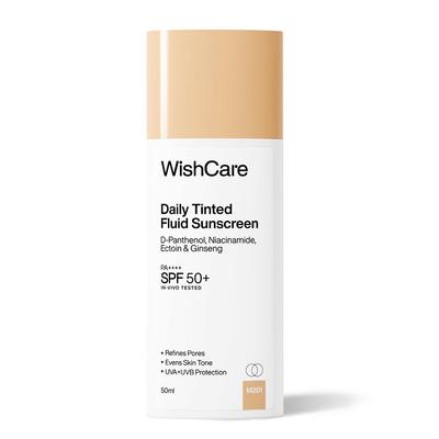 WishCare Protector Solar Fluido con Color Diario SPF50 PA++++ | M201 | Protección de Amplio Espectro para todo tipo de piel | Protector Solar con Color Testado In-Vivo | D-Pa