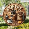 Metallposter Väggkonst Vintage Kaffekopp Kvarn Trädekor Kökspresent