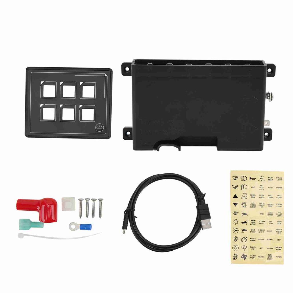 6P Switch Panel Bluetooth APP Control IP66 Waterproof Backlight M4 Stud Ring Terminal with Sticker F