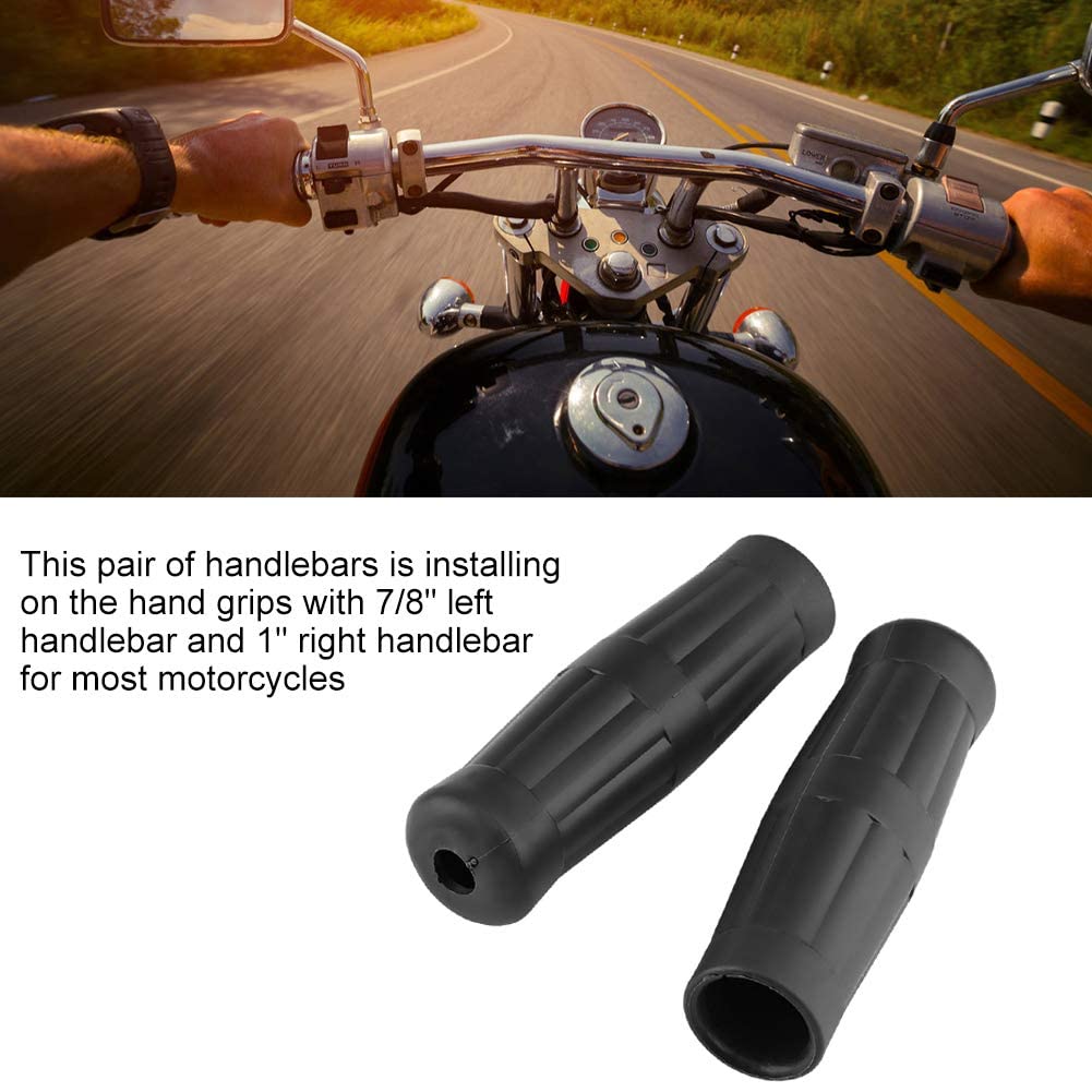 1"-7/8" Motorcycle Handlebar Grips Handlebars Non-Slip Rubber Vintage Cola Bottle Design 1 Pair (Left