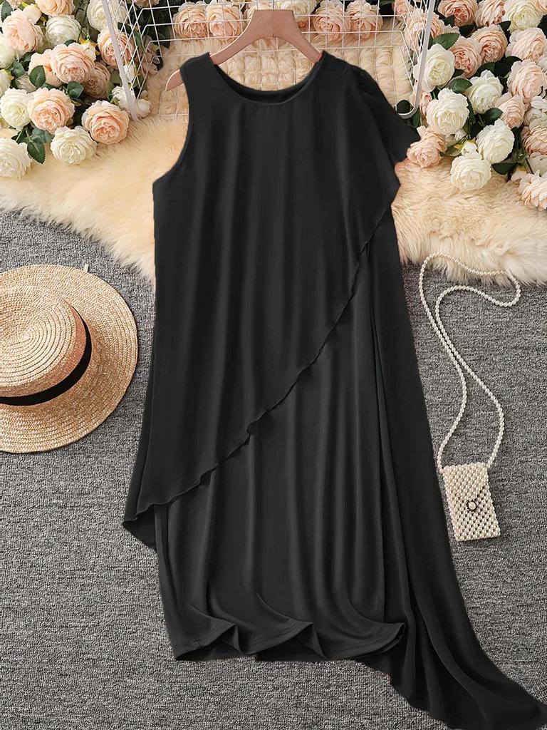 2025WIsh Urban Chic Sleeveless Summer Dress: Elegant, Irregular Chiffon Design