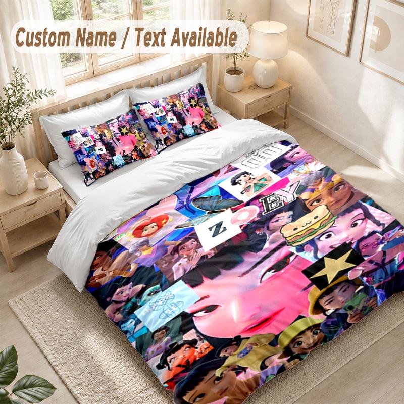 Zoey Bedding Set, 1 Duvet Cover & 2 Pillowcases Soft Comfortable Bedroom Home Textile Decor