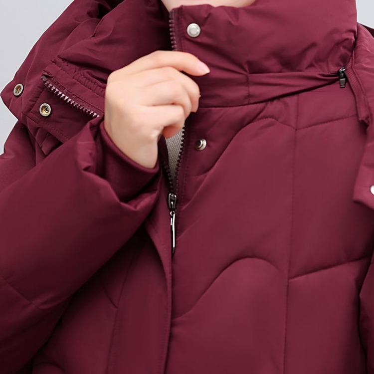 Elegant Middle Age Woman Winter Parkas Long Coat Hooded Overcoat Casual Thick Warm Lady Jackets