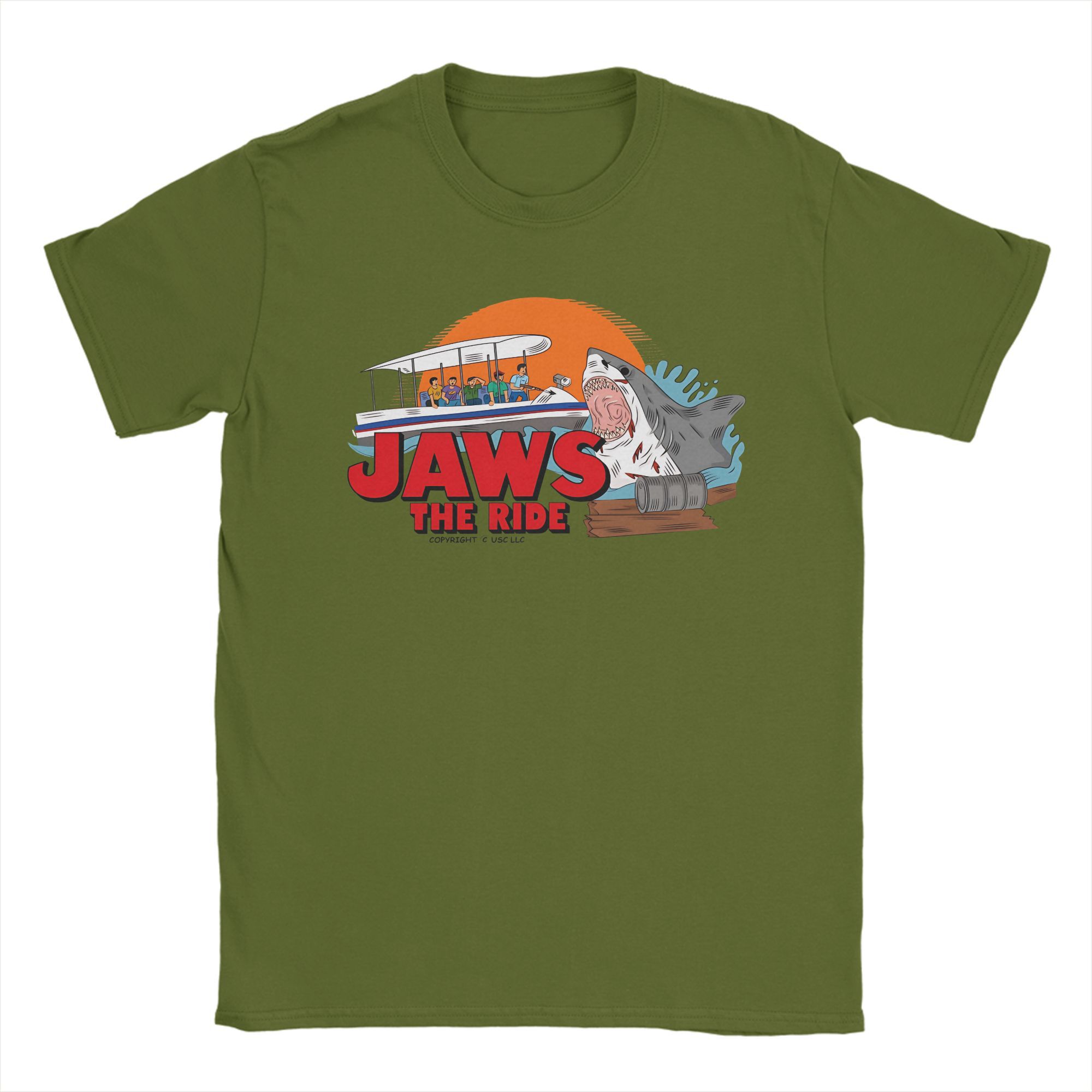 

Футболки Челюсти Аттракцион для мужчин Повседневная хлопковая футболка с круглым вырезом и коротким рукавом 6XL Одежда 4XL