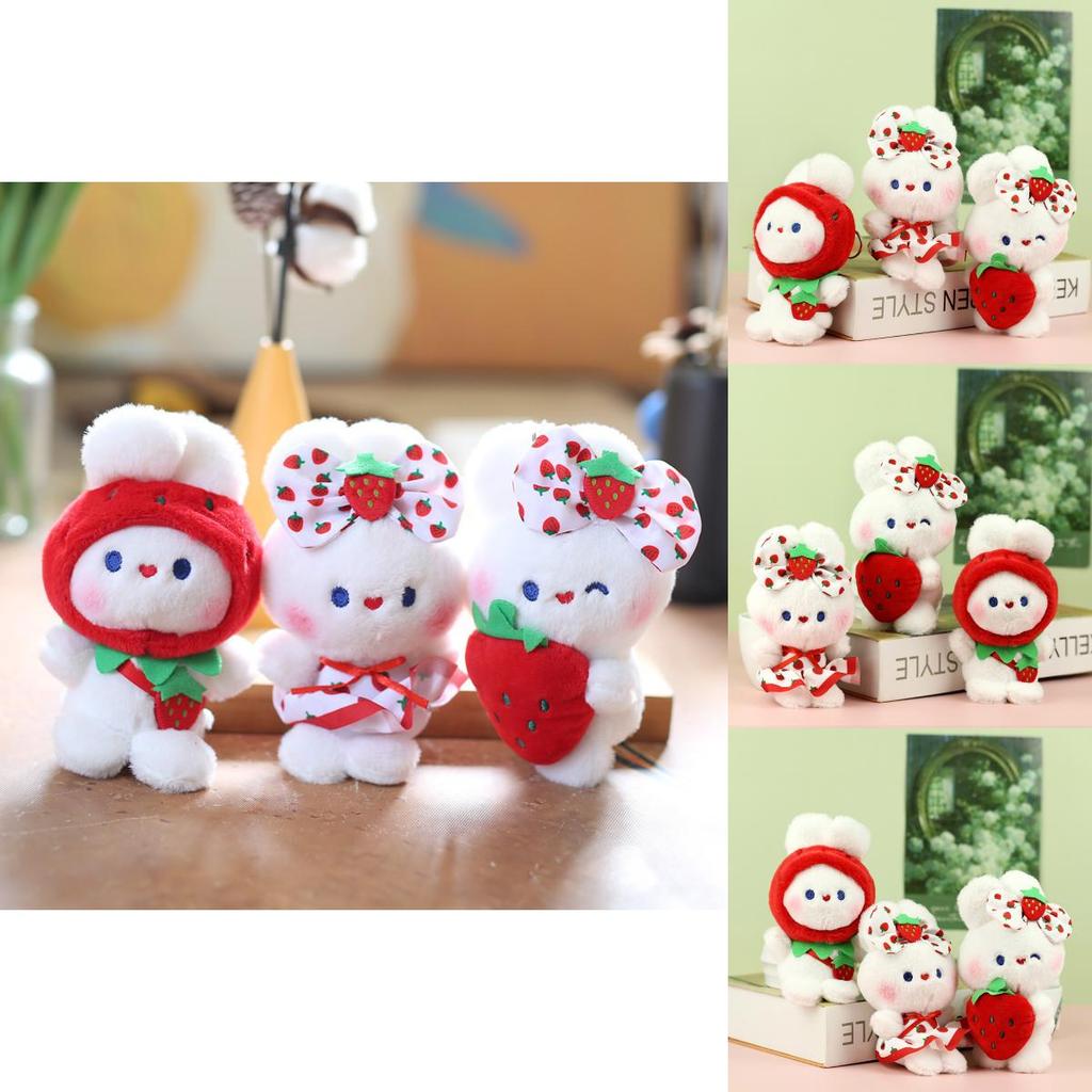 Adorable Strawberry Bunny Plush Toy Cute Doll Keychain Gift For Bags