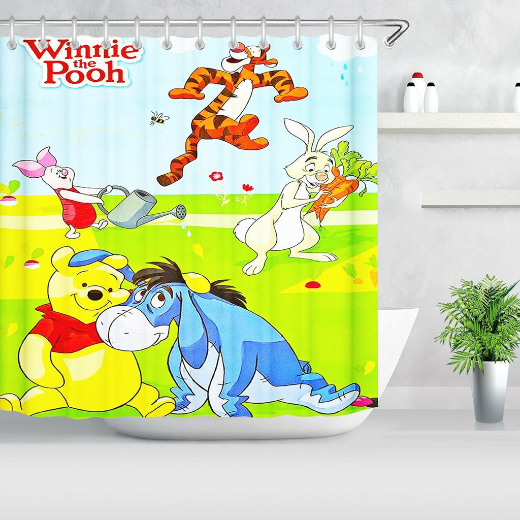 Winnie The Pooh Bathroom Decor Accessories Shower Curtain Sets Full Set Curtains For Waterproof Anime Home
