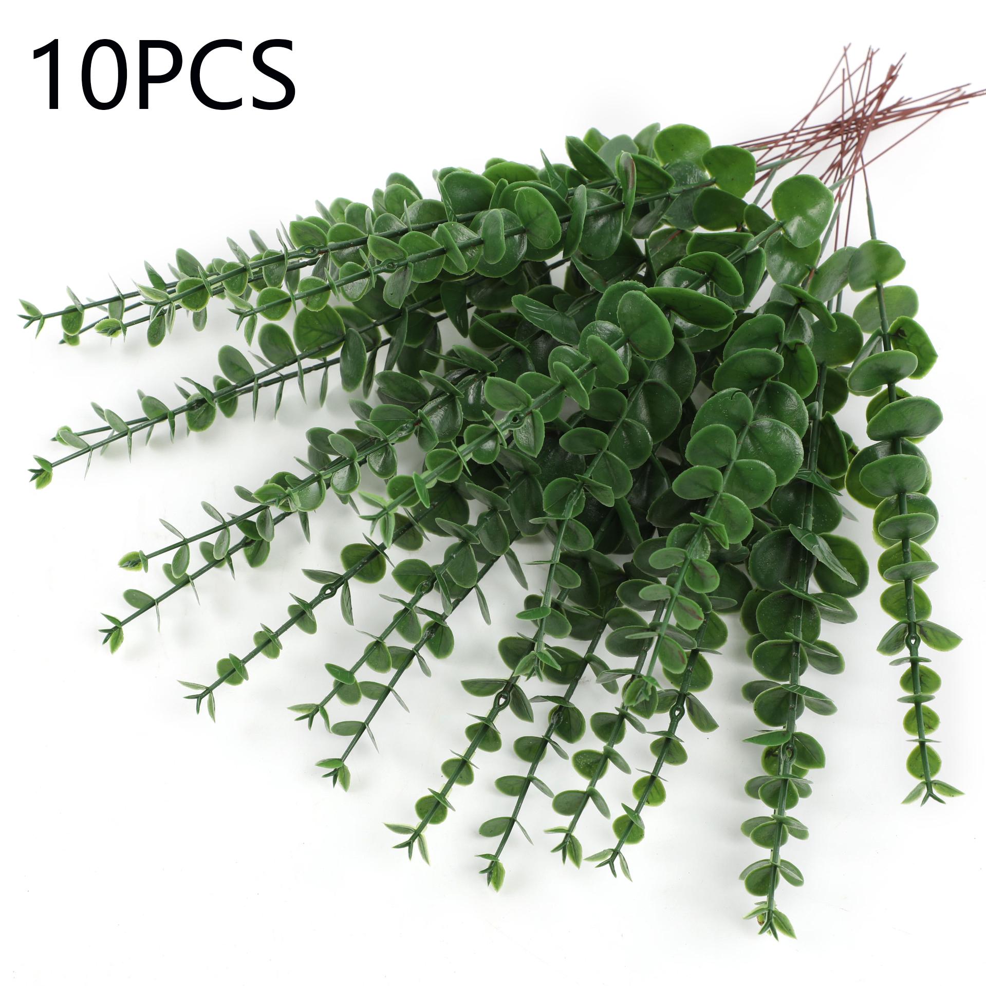 

10Pcs Artificial Eucalyptus Stems Plastic Faux Plant Home Office Wedding Party Decor A