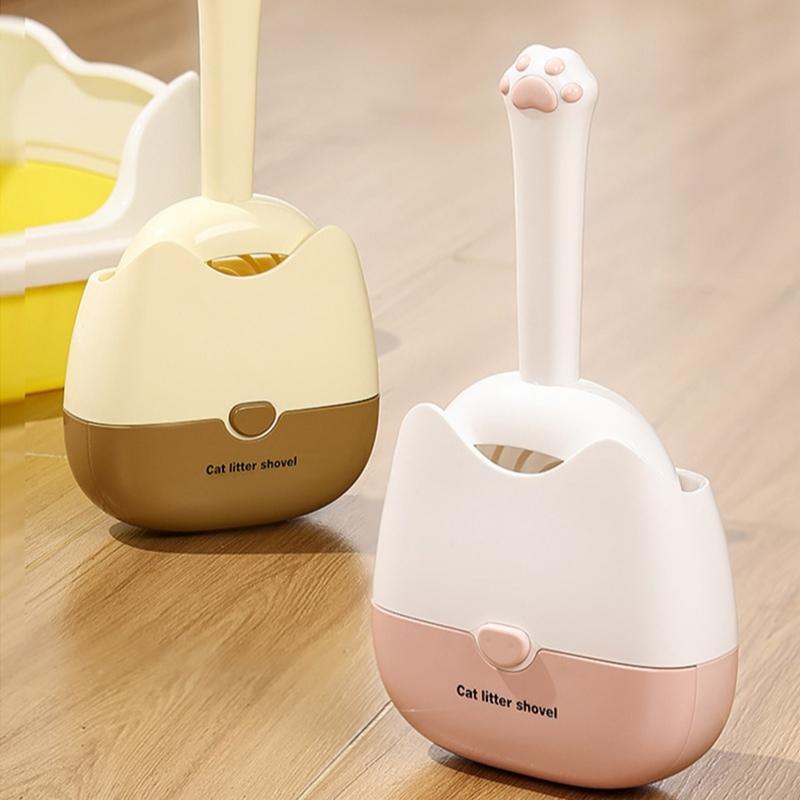 Wall Mounted Cat Litter Scoop Fine Mesh Double Size Gap Sifter Plastic Poop Cleaner Tool for Pet Waste Management Home Use Bathroom Organization