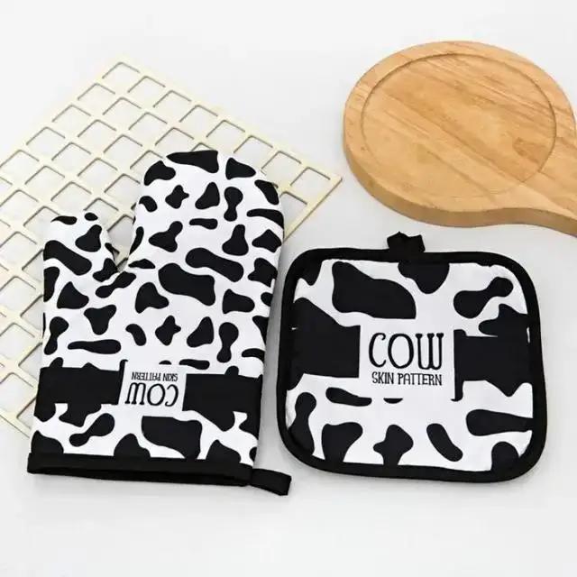 Microwave Gloves Kitchen Gloves Insulation Leopard Pattern Pad Cooking Baking BBQ Oven Potholders Oven Mitts Pad
