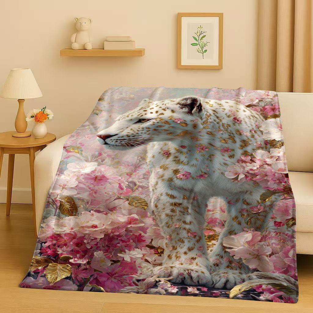 3D Cheetah Leopard Beast Flannel Blanket,Ultra Soft Warm Plush Throw for Home Bedroom Bed Sofa Cover Office Travel Camping Gift